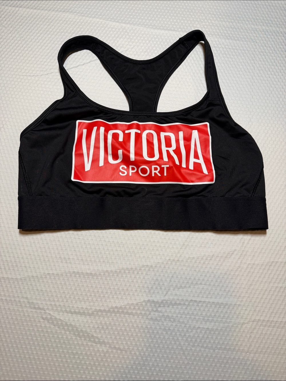 Victoria's Secret Black Sports Bra with Red Logo Panel